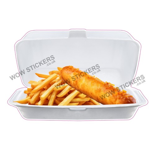 Battered sausage and chips - sausage,