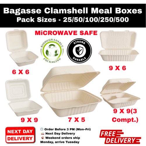 Bagasse meal boxes - bagasse, sugarcane