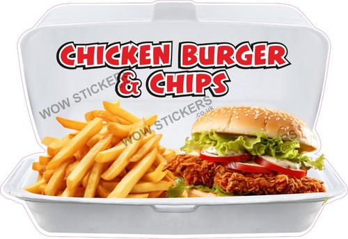 Chicken burger and chips - burger,
