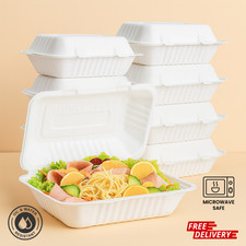 9x6 Bagasse Clamshell Takeaway