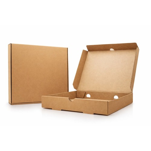 Brown plain takeaway pizza - brown,